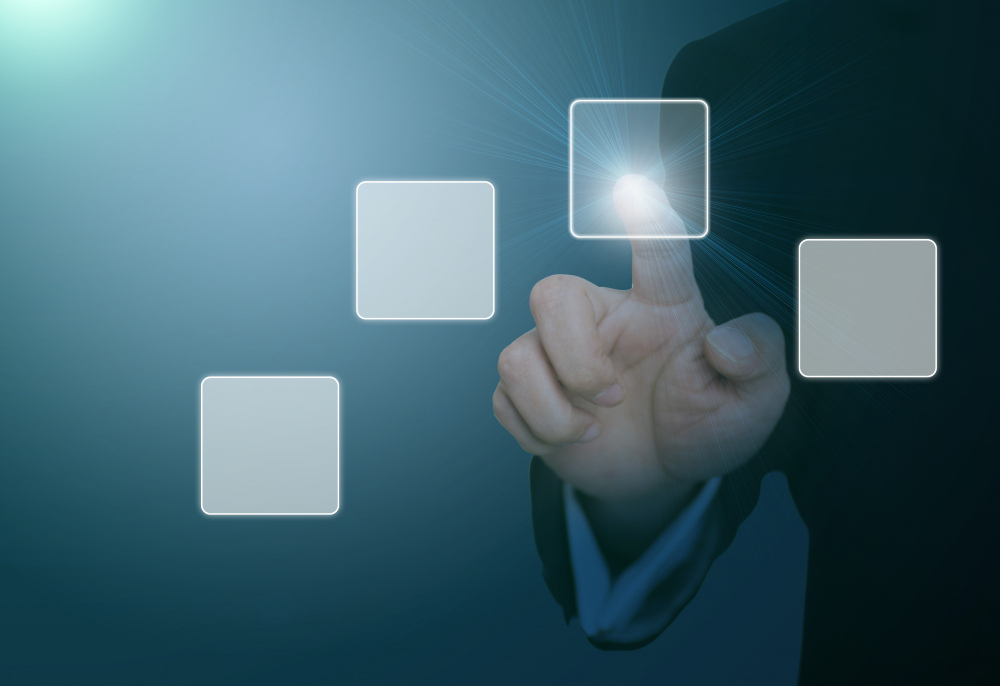 hand-using-touch-screen sales and operations planning